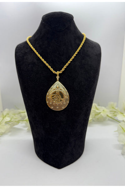 22 Ayar Altın Kaplama Taşlı Tuğralı Motif Set Lvd512