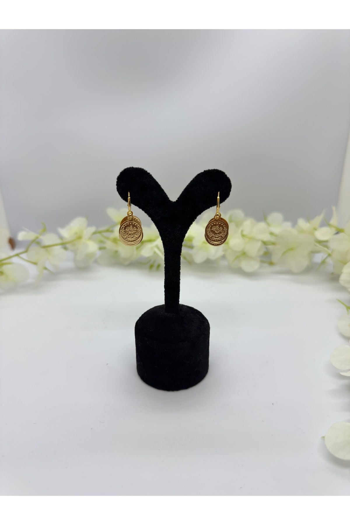 22 Ayar Altın Kaplama Taşlı Osmanlı Tuğrası Motif Set Lvd514