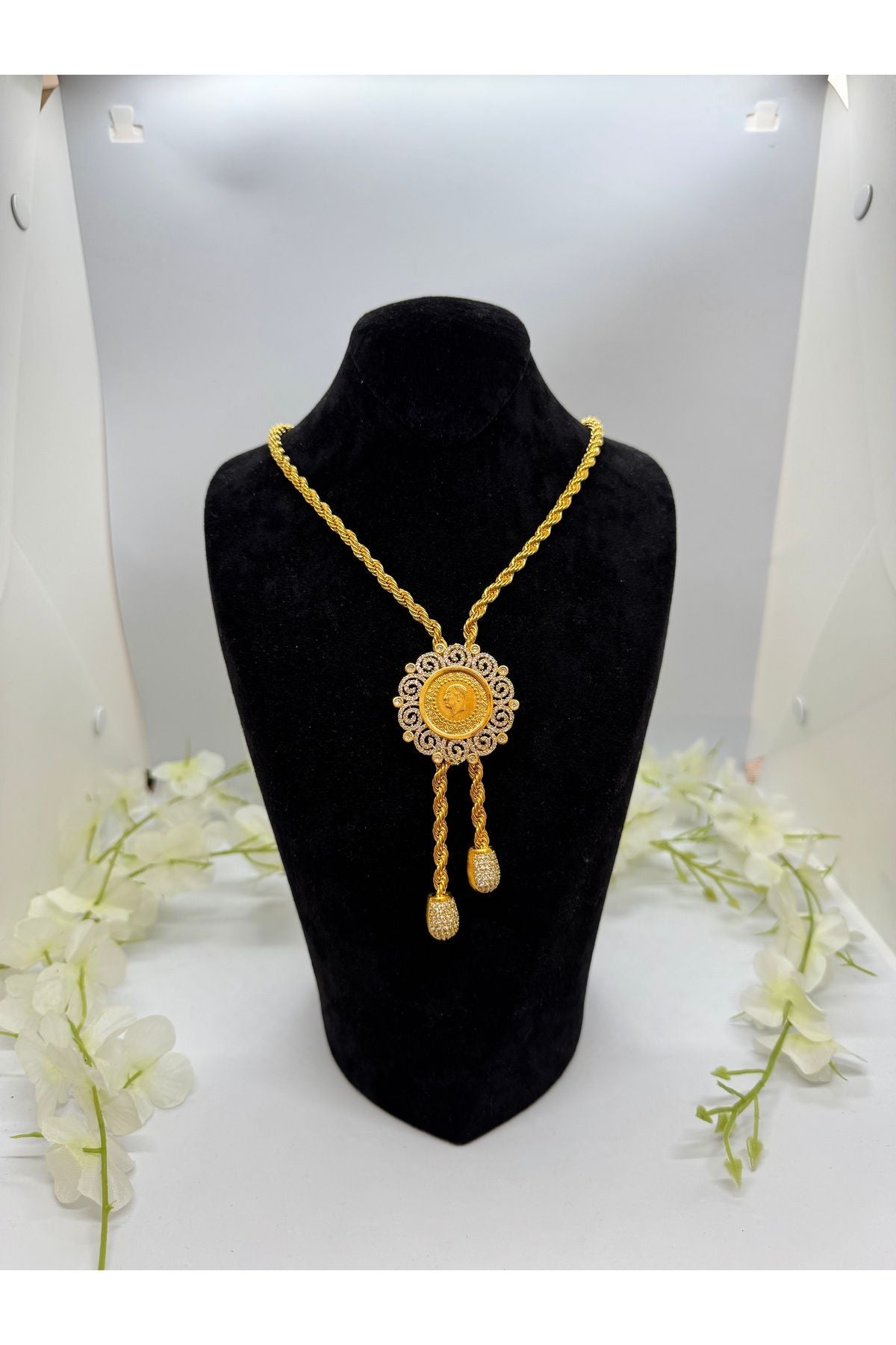22 Ayar Altın Kaplama Tuğralı Set Lvd503