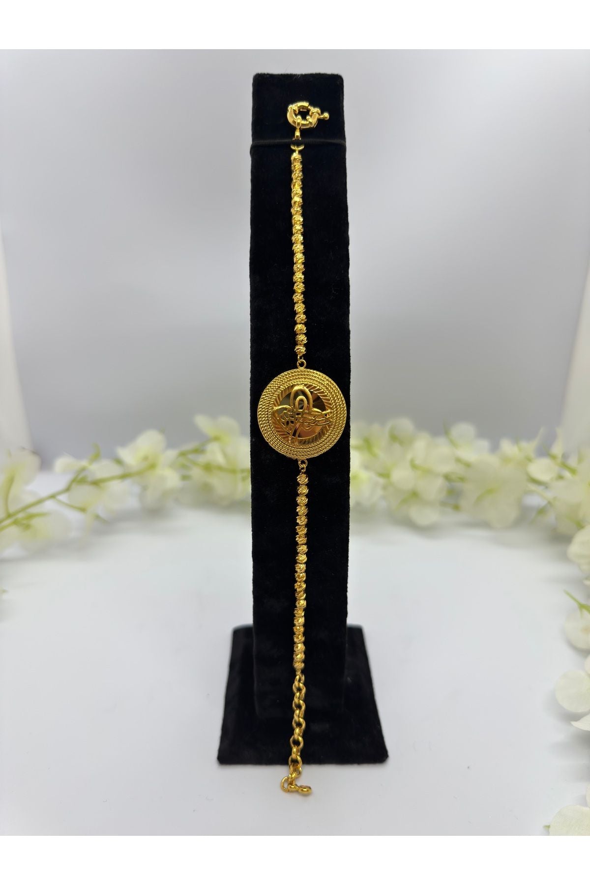 22 Ayar Altın Kaplama Taşlı Osmanlı Tuğrası Motif Set Lvd514