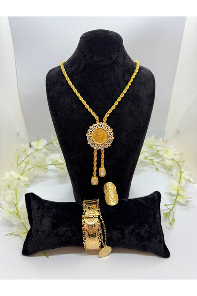 22 Ayar Altın Kaplama Tuğralı Set Lvd503