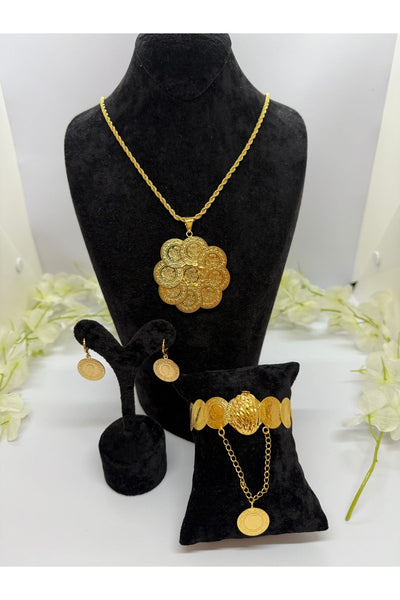 22 Ayar Altın Kaplama Tuğralı Set Lvd507