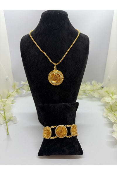 22 Ayar Altın Kaplama Osmanlı Tuğrası Kabartma Set Lvd516